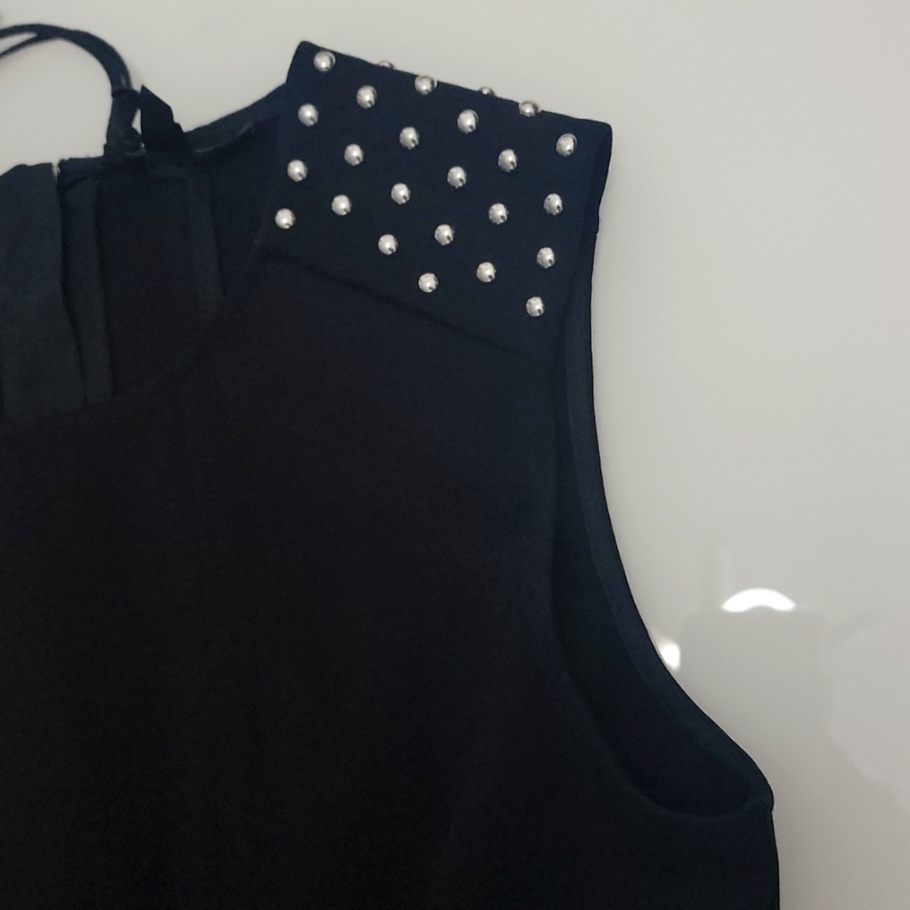 NWT Belstaff peplum top sleeveless w/studded shoulders - Picture 3 of 8